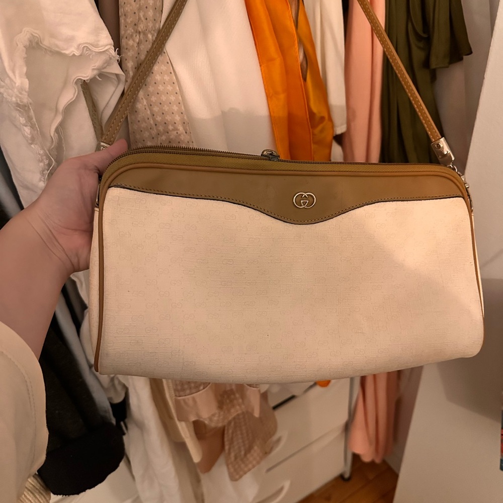 Gucci Cream and Tan Shoulder Bag